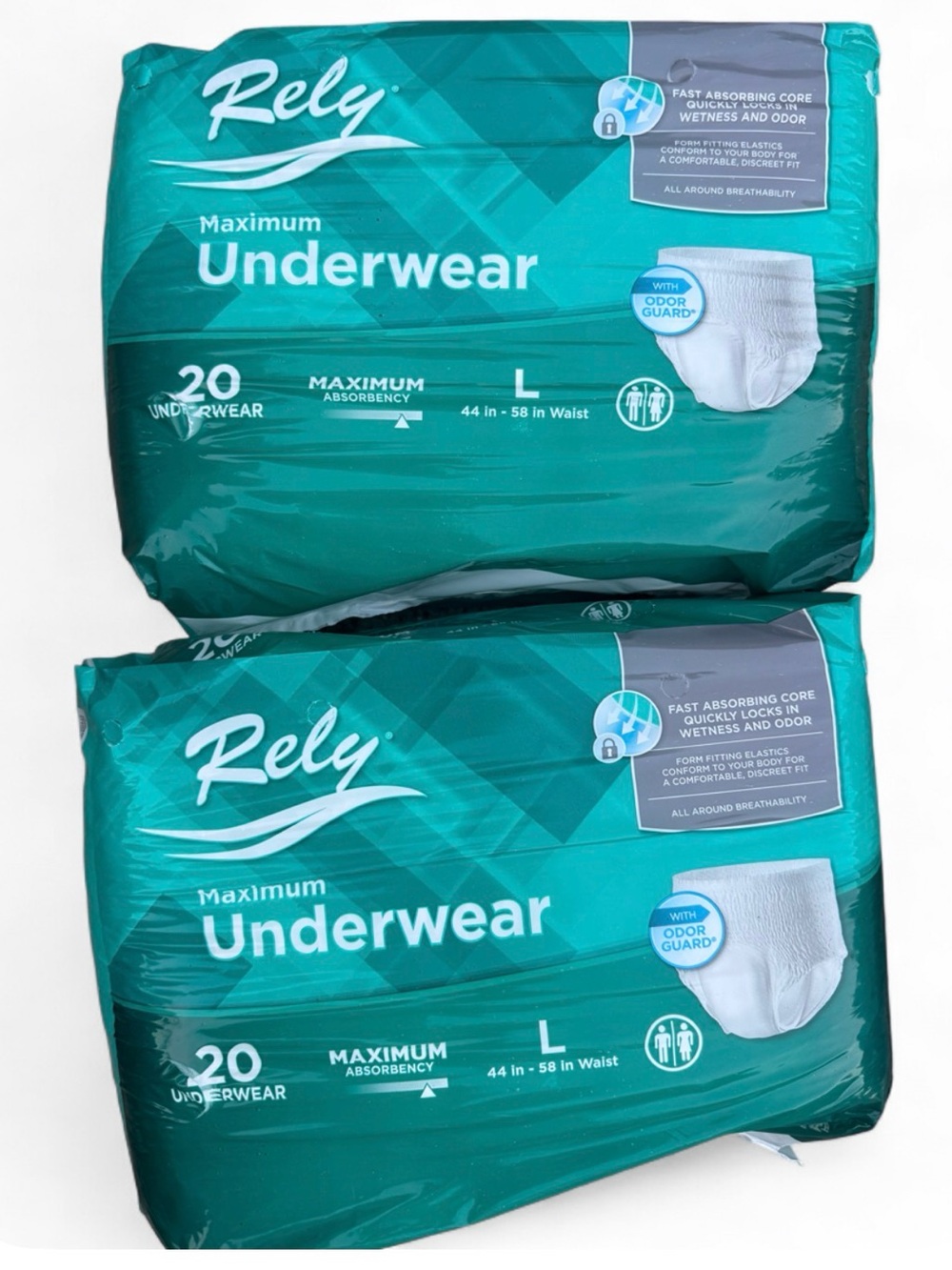 Maximum Underwear Briefs for Men — Teal, Large (Pack of 20)
